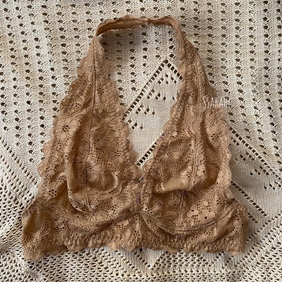 Free People Other - Free People Nude Lace Halter Bralette